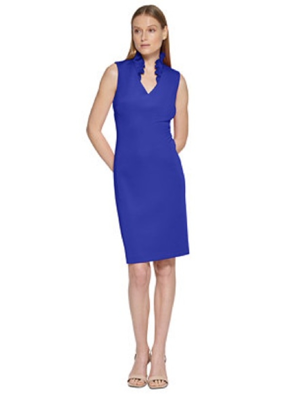 Calvin Klein blue sleeveless sheath dress